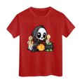 thumbnail image 4 of Pandaie Teen Girls Short Sleeve Tee Halloween Kids T-shirt Casual Daily Print Top Clothes Toddler Girl Summer Shirts Red,11-12 Years, 4 of 5