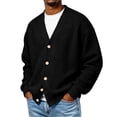 thumbnail image 5 of GSPCLAM Mens Cardigan Sweaters Button Down Waffle Relaxed Sweater Winter Solid Color Long Sleeve Casual Sweater Black XL, 5 of 5