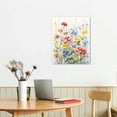 thumbnail image 2 of JRXY Framed Watercolor Daisy Flower Canvas Wall Art Colorful Plant Decor Girls Pink Wildflower Pictures Green Leaves Rustic Art Purple Printing Farmhouse decor Living Room Bedroom Bathroom 16x20 in, 2 of 4