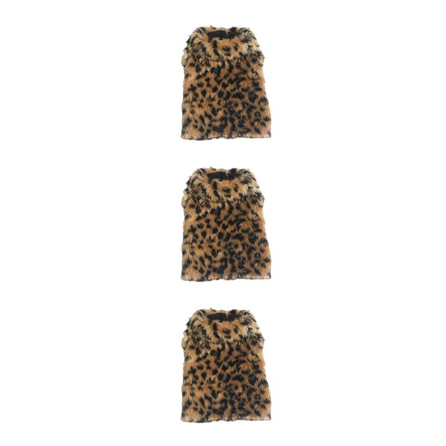 Greeniant Ropa para mascotas Mantener abrigado y cómodo Estampado de leopardo Ropa para mascotas Elegante Abrigo Traje para Navidad Fiesta L 3piezas