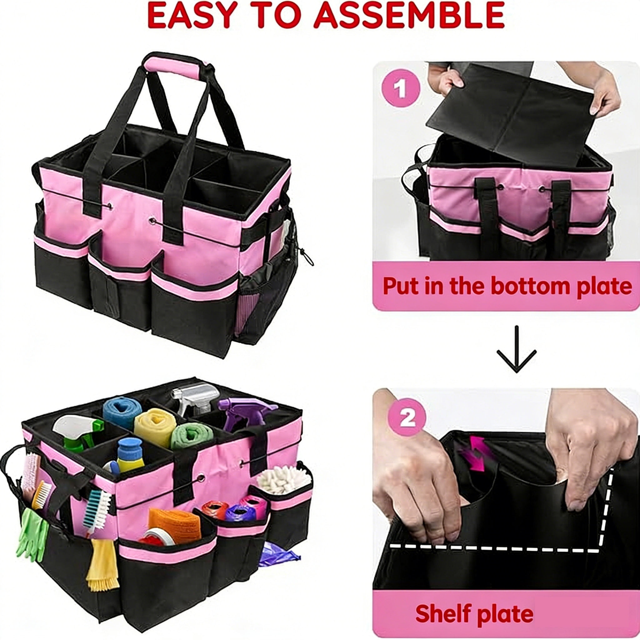 LANGSONGHONG Large Cleaning Caddy Bag, with Multi Pockets, for Car Accessories, Cleaners, Under Sink and Housekeeper