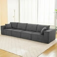 thumbnail image 4 of OUTGOODS Modular Cloud Sectional 137", 4-Seater Corduroy Sofa w/Sleeper, Gray, 4 of 7
