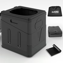RV Toilet, Portable Folding Toilet with Leakproof trash bags | Extra Large for Travel with Comfort and Convenience | Perfect for Camping, Hiking, Car Travel, and Outdoor Adventures,Black