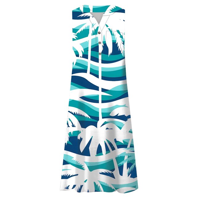 TSADFHJI Jupes pour Femmes Grande Taille Mode Féminine Imprimé Numérique Poche Col en V Personnalité Robe Décontractée TG Marine