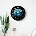 thumbnail image 4 of 10 Inch Wall Clock Battery Operated Silent Clock Decorative for Office, Kitchen, Outdoor, Living Room，Blue Shiny Earth in Space Luminous Globe Planet Solar System Pretty, 4 of 4