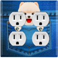 thumbnail image 1 of Metal Light Switch Plate Cover Cute Pomeranian Puppy Dog Pocket DOG003, 1 of 1