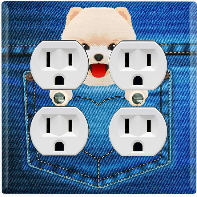 Metal Light Switch Plate Cover Cute Pomeranian Puppy Dog Pocket DOG003