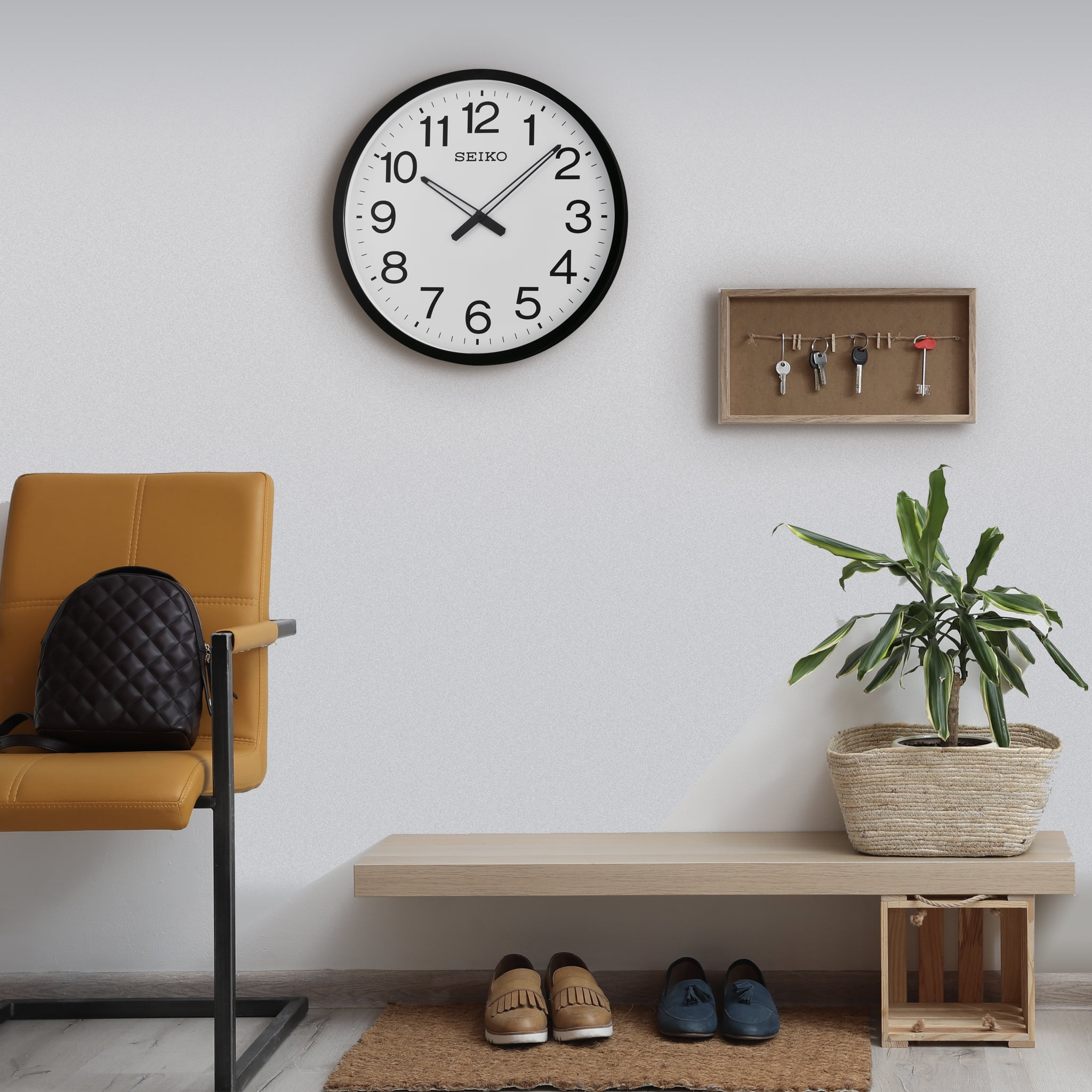 Seiko 20" Ultra Modern Gray Framed Wall Clock, Quartz, Analog, QXA563SLH
