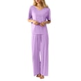 thumbnail image 3 of Women's Summer Loungewear Set - Seamless Trousers, Soft Pajamas, Solid Color, Relaxation, 3 of 3
