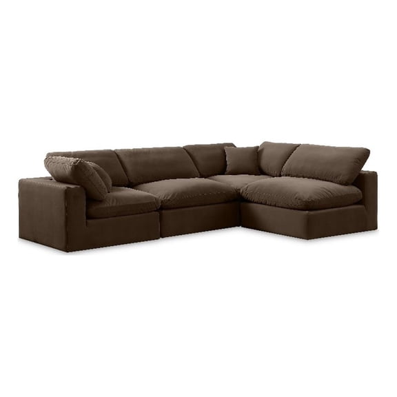 Meridian Furniture Velvet Modular Sectional sofa, Brown