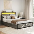 thumbnail image 7 of BELLEZE Full Size Bed Frame with Storage Headboard and 4 Drawers Under Bed, Sturdy Metal Platform Bed with Remote Control RGB LED Light and Ultra-Fast USB Type A/C Outlet, No Box Spring Needed-Grey, 7 of 7