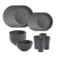 thumbnail image 2 of Juego de vajilla redonda de 16 piezas para 4 tazas mate para cocina, camping y hogar. Gris, 2 of 9