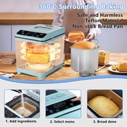 KBS 20-in-1 2LB Bread Maker Machine with 2 Custom Menus,Gluten-Free & 15H Delay Timer, Nonstick Pan, LCD Display, Black