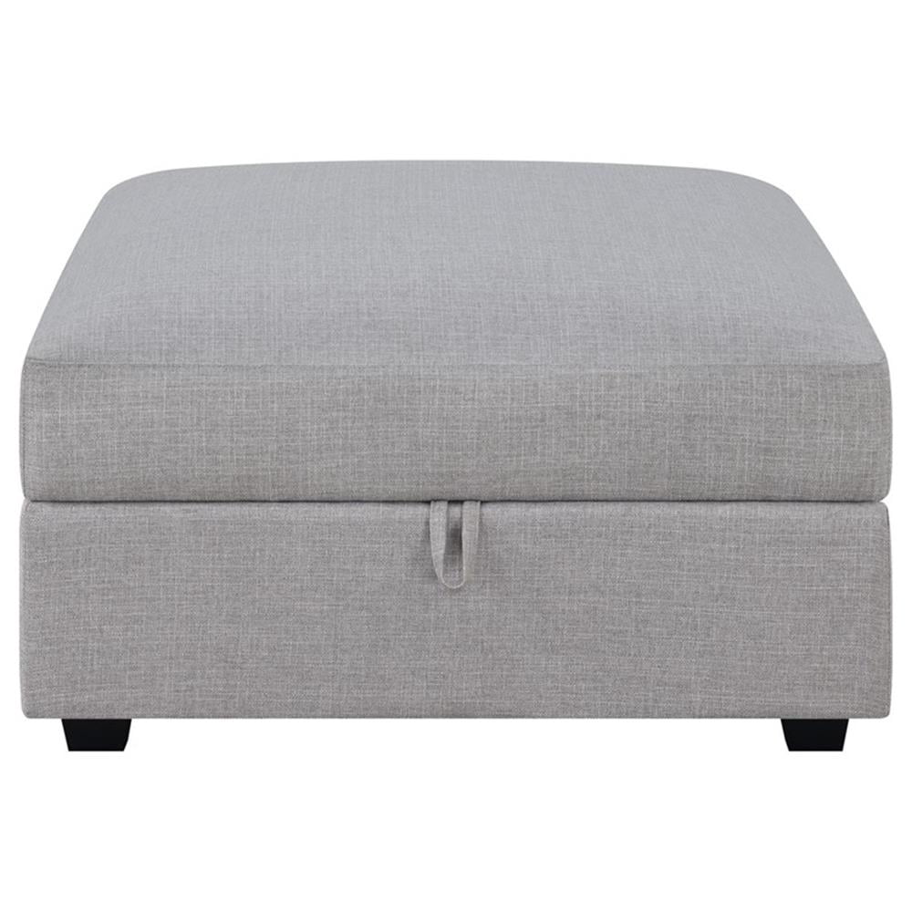 Maklaine Contemporary Fabric Upholstered Square Storage Ottoman in Gray