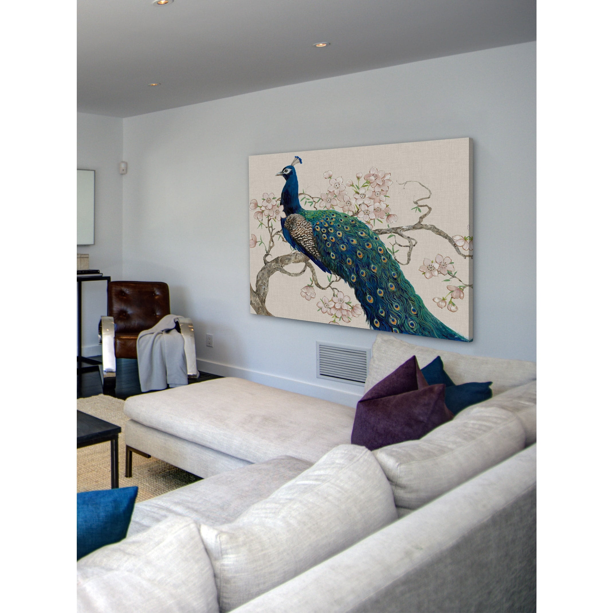 MARMONT HILL  - 'Peacock & Blossoms II' Painting Print on Wrapped Canvas 30 x 20