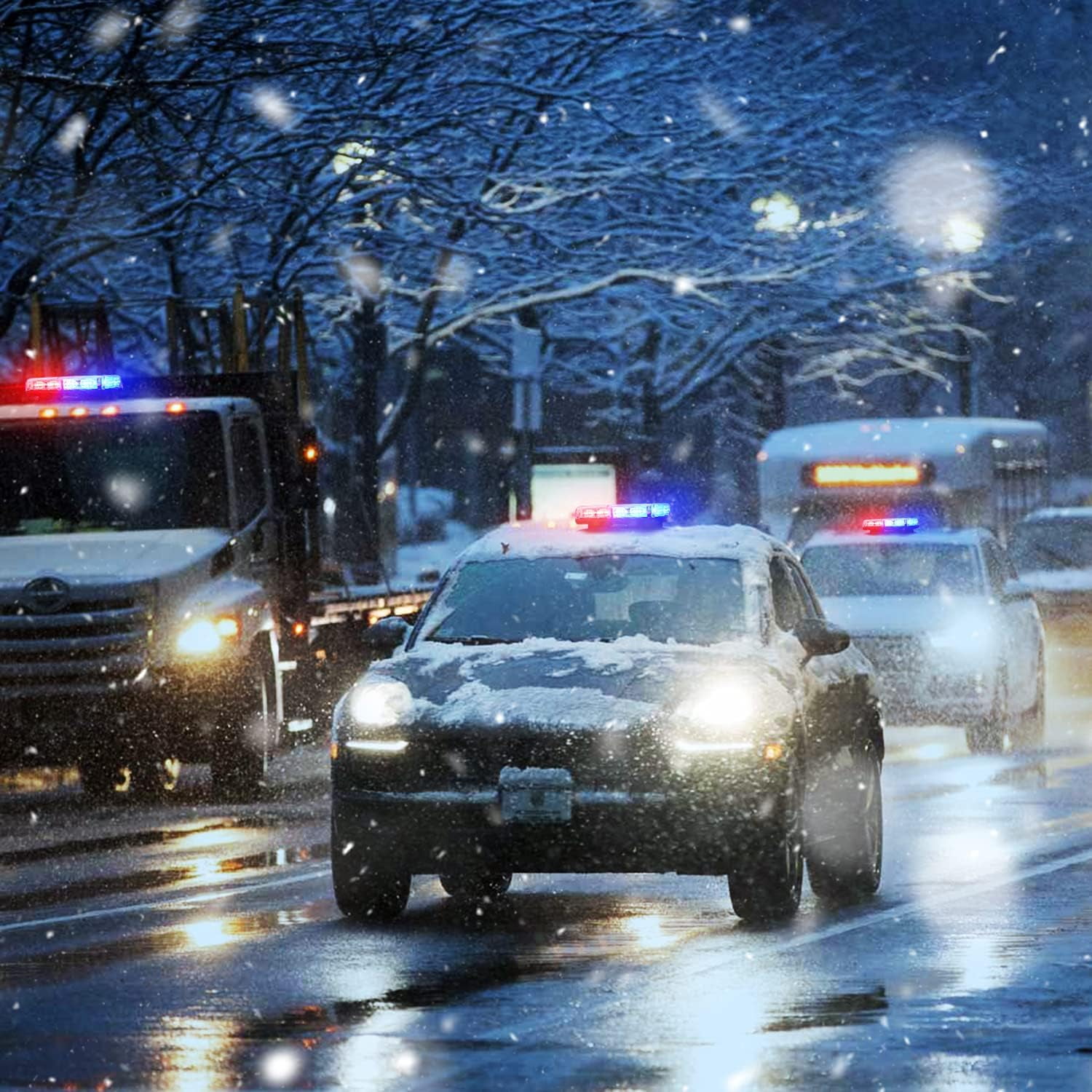 Nilight 12inch Roof Top Strobe Lights 48Led Hazard Light Emergency Safety Warning Led Flashing Light Bar Magnetic Mount 12V 24V Cars Trucks Tractors Snow Plows Construction Vehicles