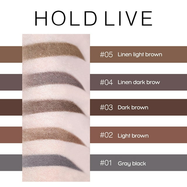 Crayon à Sourcils de Précision HOLD LIVE 0,1 g en 03# Brun Foncé - Texture Lisse et Dure, Recharge Fine pour des Contours Naturels, Imperméable et Résistant à la Sueur, Formule Qui Ne Colle Pas avec Brosse de Soin Douce pour