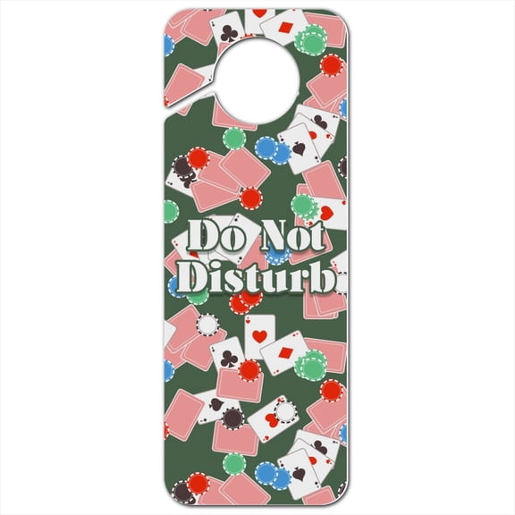 Poker Chips and Ace Cards Pattern Plastic Door Knob Hanger Sign