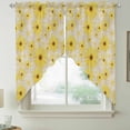 thumbnail image 2 of Farmhouse Daisy Swag Valances for Windows, Kitchen Curtains 36 Inch Length 2 Panels Set, Spring Watercolor Yellow White Floral Beige Short Curtains for Small Windows Rod Pocket Cafe Curtains 28"x36", 2 of 8