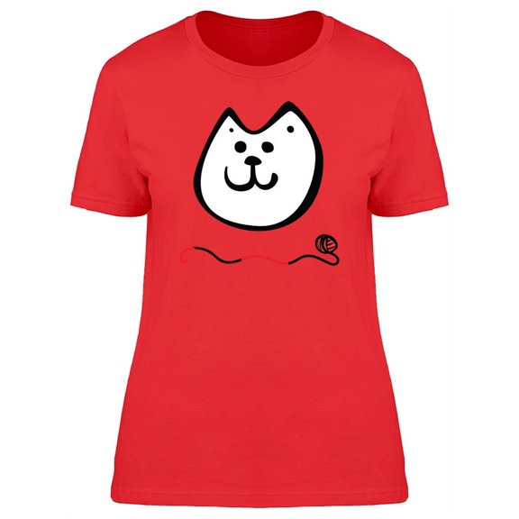 Happy Kitten Head Doodle & Yarn T-Shirt Women -Image by Shutterstock, Female Medium