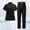 Black, variant on Sets For Women High Neck Quick Dry Scrub Set Short Sleeve Top With Pockets Straight Leg Pants Uniform Cyan XL