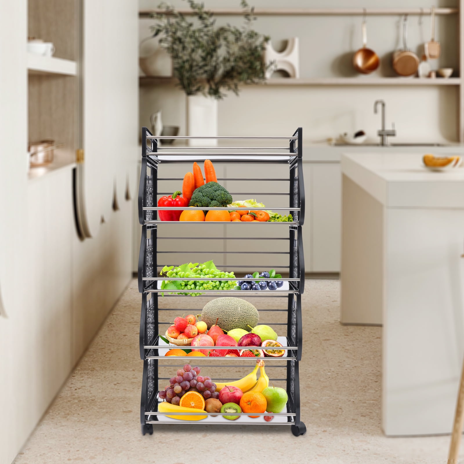 Miumaeov Fruit Vegetable Basket, 5 Tier Stackable Storage Baskets