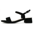 thumbnail image 2 of Soda Shoes Women Ankle Strap Sandals Low Block Heel Single Band EPISODE-S Black Nubuck Suede 6, 2 of 5
