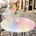thumbnail image 6 of Pink Purple Round Tablecloth for 36-44 Inch Tables,Fitted Table Cover with Elastic Edge,Modern Colorful Ombre Abstract Tie Dye Art Waterproof Outdoor Table Cloth Protector for Patio Garden Dinner, 6 of 9