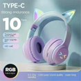 thumbnail image 2 of Color Changing Cat Ear Wireless Headphones - Foldable, High-Fidelity Sound with Active Noise Cancellation, Touch Control and Long Battery Life Cat Ear, 2 of 2