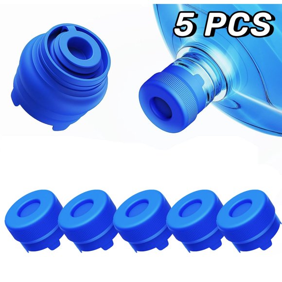 Adofi Bouchon Réutilisable pour Pichet d'Eau de 3 et 5 Gallons, Sans Fuite et Ouverture par Éclatement, Bouchon de Remplacement en Silicone de Qualité Alimentaire pour Bouteille d'Eau Standard/vis/à Dessus Couronne de 55 mm et Distributeur à Pompe à Eau, Lot de 5
