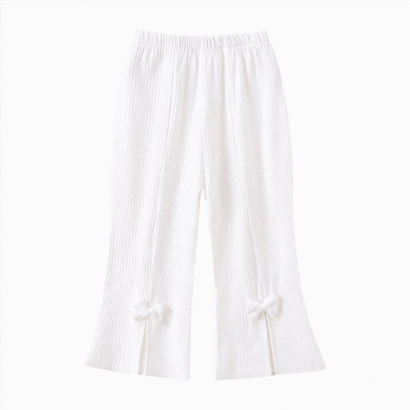 WXFAZCVU Baby Girl Pants Ribbed Knit Flared Trousers Slim Teen Trendy Cute Bell Bottoms Size 2-3 Years