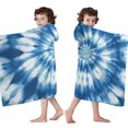 thumbnail image 4 of Blue White Tie Dye Spiral Pattern Hooded Bath Towel，60"x35" for Ages 3 To 12 Kids, Quick Dry Lightweight Soft Microfiber Hood Beach Towel Cover Up for Kids, 4 of 7