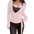 thumbnail image 2 of Top de Ballet Cruzado de Larga con Lazo Frontal para Mujer, Ideal para Entrenamiento, Pilates, Yoga y Salidas Rosa L, 2 of 9