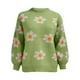 thumbnail image 4 of Gibobby SuéTer Para Mujer Suéter de punto Jacquard con flores, Top para mujer, otoño e invierno 2024, nuevo suéter de cuello redondo europeo y americano para mujer(Verde,CH), 4 of 5