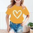 thumbnail image 2 of Karoyedx Little Girls Shirts Girls Shirts Casual Crewneck Short Sleeve Graphic Tee Trendy Tops Breathable Girls Clothes for Summer Yellow Size,5-6 Years, 2 of 4