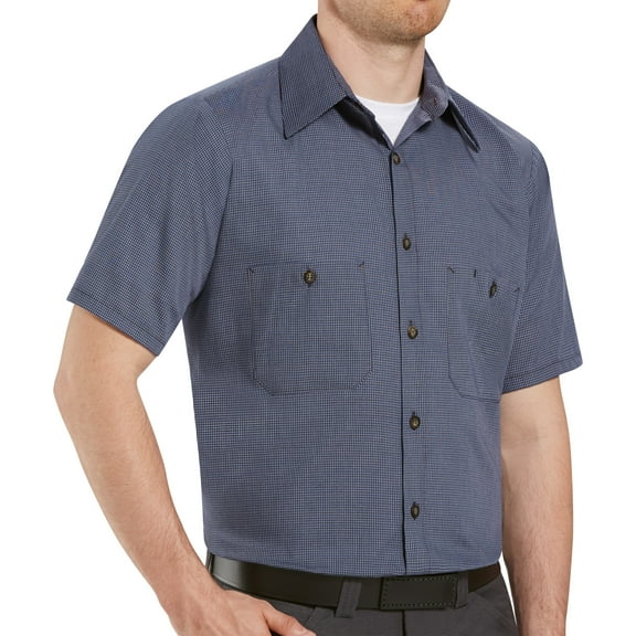 Red Kap Men's Short Sleeve Microcheck Uniform Shirt