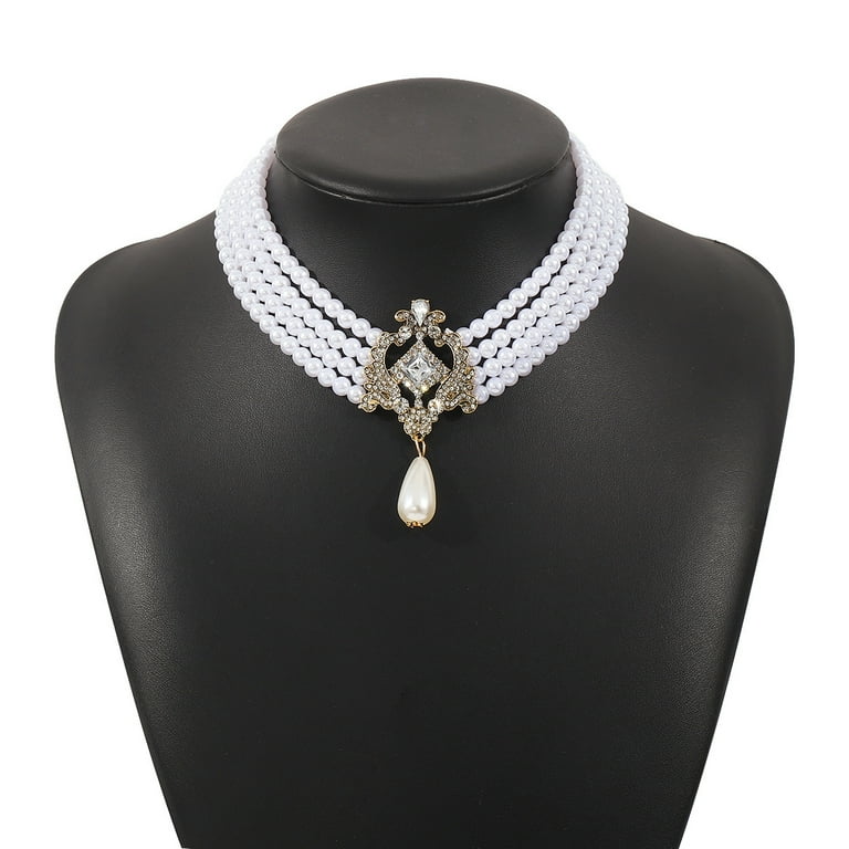 Vintage 1920s Gatsby Layered Faux Pearl Necklaces Imitation Pearl