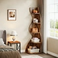 thumbnail image 6 of Tribesigns 5-Tier Wavy Corner Bookshelf – Modern Curved Display Shelf for Plants, Books & Décor (Brown), 6 of 12