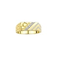 thumbnail image 1 of RYLOS Men's Rings Yellow Gold Plated Silver Classic 1/2 Nugget Design Ring with Diamonds, Great Mens Jewelry Size 13, 1 of 6