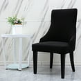 thumbnail image 3 of Armless Wingback Chair Covers,Stretch Sloping Armchair Slipcover Anti-Dust Removable Washable Soft Solid Color Side Chair Slipcover for Dining Living Room Hotel Ceremony-1 Pcs-black, 3 of 8