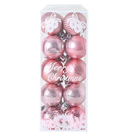 

Heiheiup Christmas Decorations 4cm/1.6in Gold Silver Pink Champagne Christmas Ball Christmas Tree Package Pendant Box Garland Glass