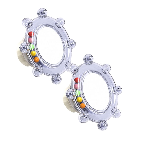 2Pcs Bird Cage Mirror Toy With Rotating Sound Wheel Colorful Spinning Rattle & Chew Toy For Budgies, Parakeets, Lovebirds, Conures, Cockatiels & Canaries 3.35"