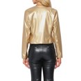 thumbnail image 3 of CHAQUETA DE MUJER INSPIRE CHIC DE CUERO SINTÉTICO, CORTA, SIN COLLAR, ABIERTO EN FRONTAL, CHAQUETAS DE MOTO BIKER M, ORO, 3 of 6