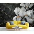 thumbnail image 2 of Black And White Peony Flowers Wall Mural, Abstract Luxury Black Marble Texture Mural Wallpaper, Luxury Gold Lines Large Wallpaper For Living Room Wall Decor 59"W x 39.4"H (Not Peel and Stick), 2 of 6