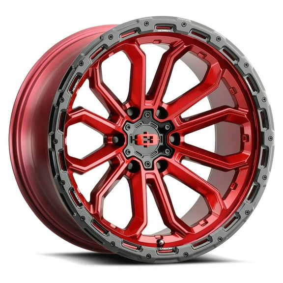 16x8 Vision 405 Korupt Gloss Red With Gloss Black Lip Wheel 6x5.5 (0mm)