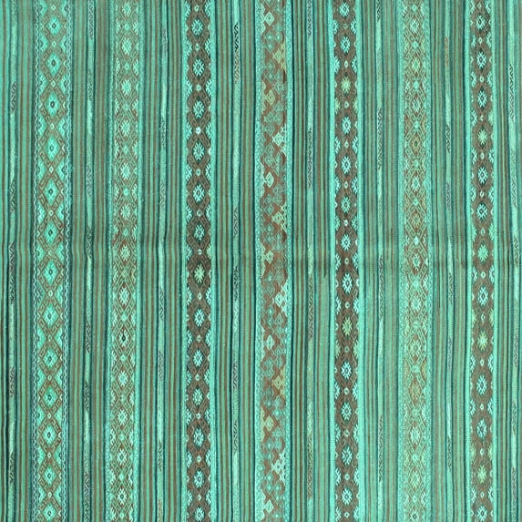 Ahgly Company Indoor Square Abstract Turquoise Blue Contemporary Area Rugs, 4' Square