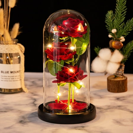 

Vikakiooze Valentine s Day Gift Led Night Light 3 Rose Glass Lampshade Ornaments