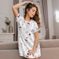 thumbnail image 6 of Bixox Cute Poodle Dog Pattern Women's Nightgown, Soft & Breathable Sleepwear, Round Neck Knee-Length Pajama Dress,Loungewear for Home & Sleep, 6 of 7