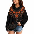 thumbnail image 2 of Grblisyd Halloween Hoodies For Teen Girls Long Sleeve Skeleton Floral Print Cute Hoodie Lightweight Y2k Fall Oversized Hooded Sweatshirt, 2 of 5