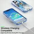 thumbnail image 4 of Casetego for iPhone 13 Pro Max Case,Shiny Bling Marble Full Body Protective Support Wireless Charing Bumper Rugged Anti-Scratch Hybrid Rubber Case Cover,Blue, 4 of 6